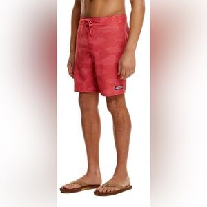 VINEYARD VINES MENS RED PINK STRIPE SHARK PRINT JETTY BOARD SHORTS SIZE 33